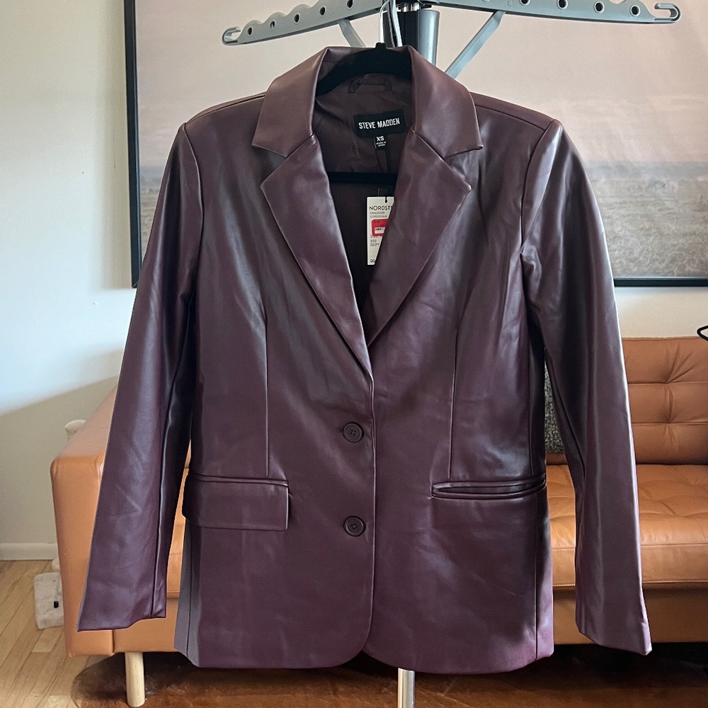 Steve Madden Faux Leather Blazer